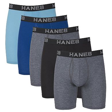 Men's Hanes 4-pack + 1 Bonus Ultimate Comfort Flex Fit Total Support Pouch™ Long-Leg Boxer Briefs