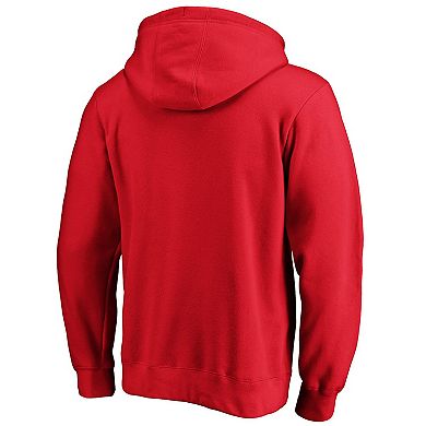 Men's Fanatics Branded Red Washington Capitals Primary Team Logo Fleece Fitted Pullover Hoodie