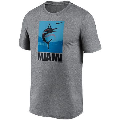 Men's Nike Heathered Gray Miami Marlins Local Logo Legend Performance T-Shirt