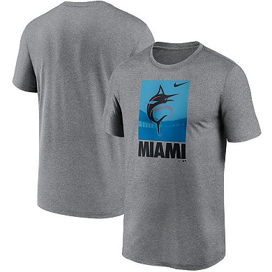 Men's Nike Heathered Gray Miami Marlins Local Logo Legend Performance T-Shirt