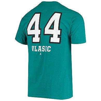 Men's Fanatics Branded Marc-Edouard Vlasic Teal San Jose Sharks Player Name and Number T-Shirt