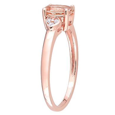 Stella Grace 18k Rose Gold Over Silver Morganite & Diamond Accent Cocktail Ring