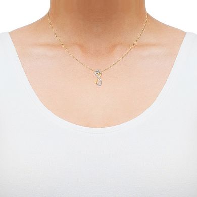 14k Gold Over Silver 1/5 Carat T.W. Diamond Infinity Heart Pendant Necklace