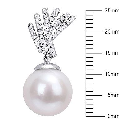 Stella Grace Sterling Silver Freshwater Cultured Pearl & Diamond Accent Drop Earrings