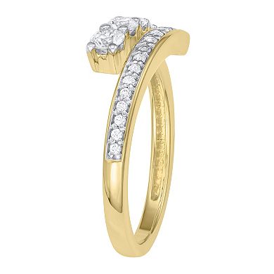 10k Gold 1/2 Carat T.W. Diamond Bypass Ring