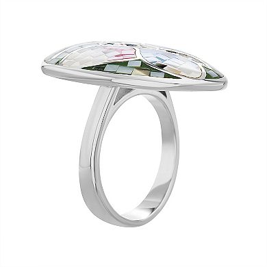 Sterling Silver Mother-of-Pearl Mosaic Butterfly Ring