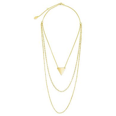Triple Chain Layered Triangle Necklace