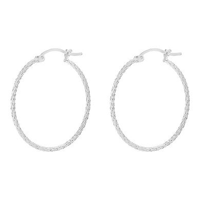 PRIMROSE Sterling Silver Textured Hoop Earrings