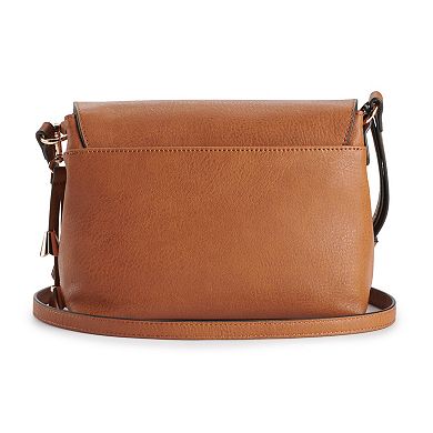 LC Lauren Conrad Purse Bag Brown Leather gold zipper hand bag carry