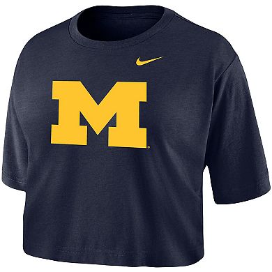 Women's Nike Navy Michigan Wolverines Cropped Performance T-Shirt