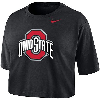 Women's Nike Black Ohio State Buckeyes Cropped Performance T-Shirt