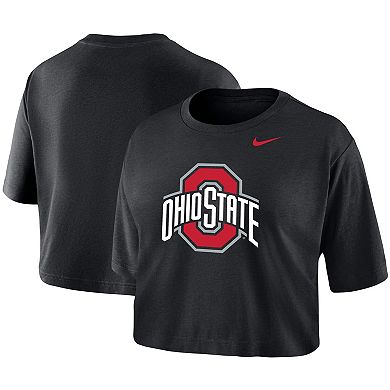 Women's Nike Black Ohio State Buckeyes Cropped Performance T-Shirt