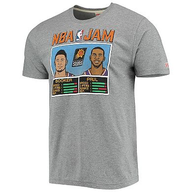 Men's Homage Devin Booker & Chris Paul Heathered Charcoal Phoenix Suns NBA Jam Tri-Blend T-Shirt
