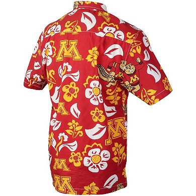 Men's Wes & Willy Maroon Minnesota Golden Gophers Floral Button-Up Shirt