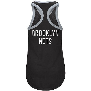 Women's G-III 4Her by Carl Banks Black Brooklyn Nets Showdown Burnout Tank Top