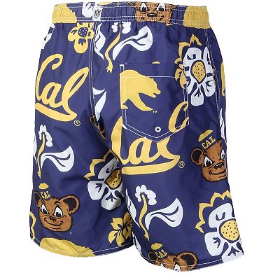 Men's Wes & Willy Navy Cal Bears Floral Volley Logo Swim Trunks