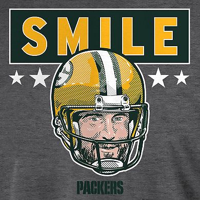 Men's Aaron Rodgers Gray Green Bay Packers Smile T-Shirt