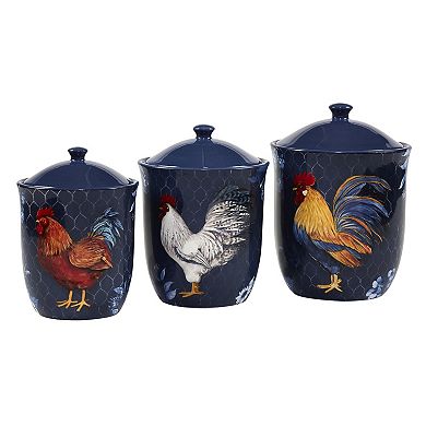 Certified International Indigo Rooster 3-pc. Canister Set