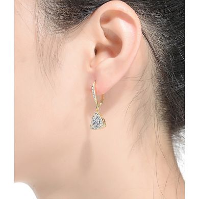 Sterling Silver Cubic Zirconia Triangle Drop Earrings