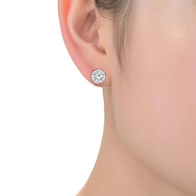 Sterling Silver Cubic Zirconia Round Stud Earrings