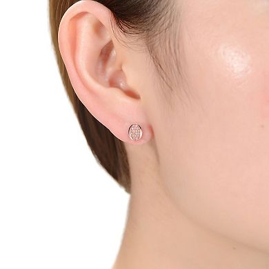 18k Rose Gold Over Sterling Silver Round Cubic Zirconia Stud Earrings