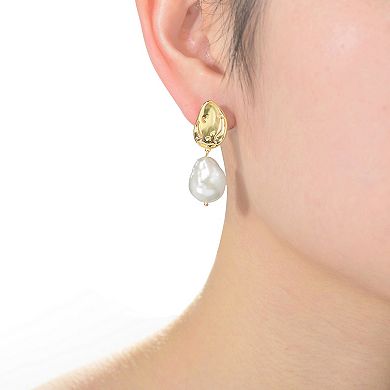 14k Gold Over Sterling Silver Freshwater Pearl Drop Earrings