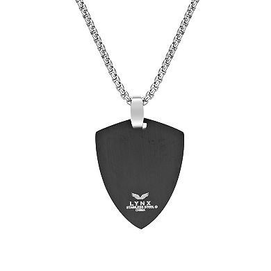 Men's LYNX Black Ion-Plated Stainless Steel Shield Pendant Necklace 