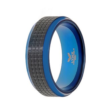 Men's LYNX Black & Blue Ion-Plated Stainless Steel Ring 