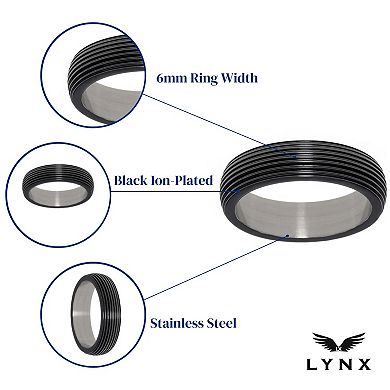 Men's LYNX Black Ion-Plated Stainless Steel Ring