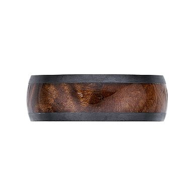 Men's LYNX Black Zirconium & Wood Ring 