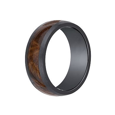 Men's LYNX Black Zirconium & Wood Ring 