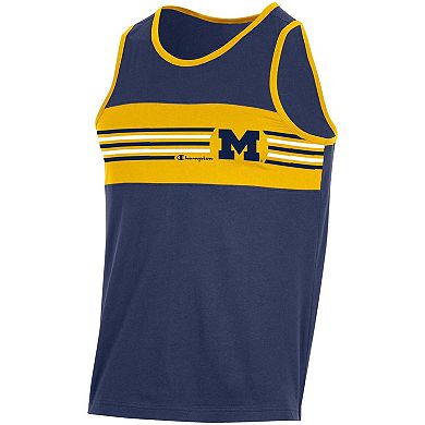 Men's Champion Navy Michigan Wolverines Colorblock Tank Top