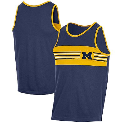 Men's Champion Navy Michigan Wolverines Colorblock Tank Top