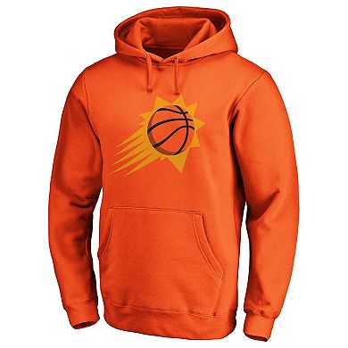 Men's Fanatics Branded Orange Phoenix Suns Icon Primary Logo Fitted Pullover Hoodie