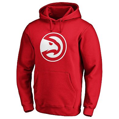Men's Fanatics Branded Red Atlanta Hawks Icon Primary Logo Fitted Pullover Hoodie