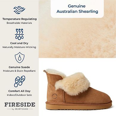 Fireside By Dearfoams Perth Wool-Lined Foldover Women's Boot Slippers