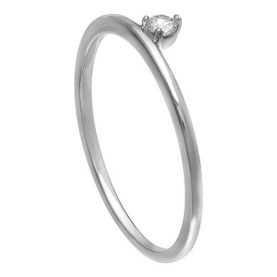 PRIMROSE Sterling Silver Cubic Zirconia Solitaire Ring