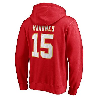 Men's Fanatics Branded Patrick Mahomes Red Kansas City Chiefs Player Icon Name & Number Pullover Hoodie
