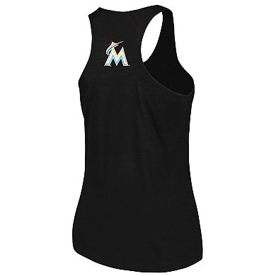 Women's Soft as a Grape Black Miami Marlins Plus Size Swing for the Fences Racerback Tank Top