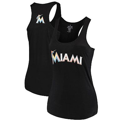 Women's Soft as a Grape Black Miami Marlins Plus Size Swing for the Fences Racerback Tank Top