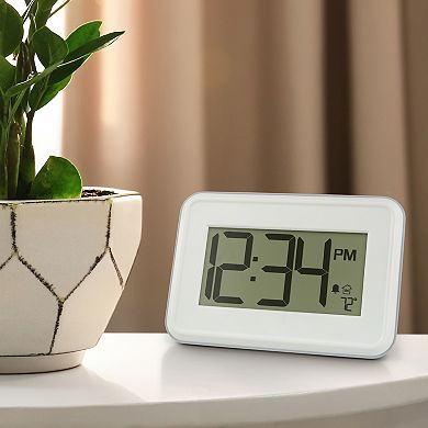 La Crosse Technology 513-113W-INT Digital White Wall Clock with Temperature & Countdown Timer