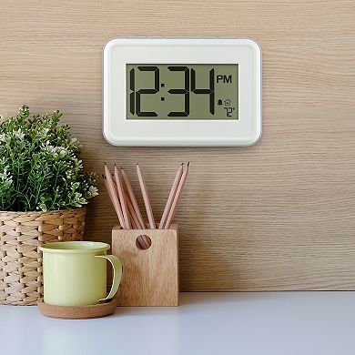 La Crosse Technology 513-113W-INT Digital White Wall Clock with Temperature & Countdown Timer