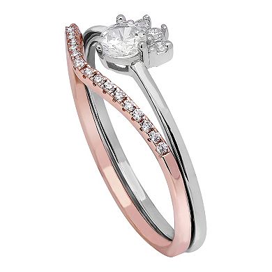 PRIMROSE 18k Rose Gold Over Sterling Silver Double Band Ring
