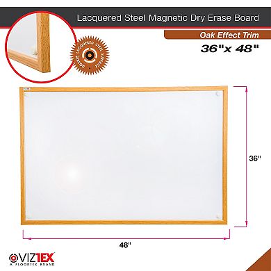 Viztex Magnetic Dry Erase Board Oak Finish Wall Decor