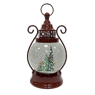 St. Nicholas Square Christmas Shimmer LED Lantern Snow Globe Table Decor