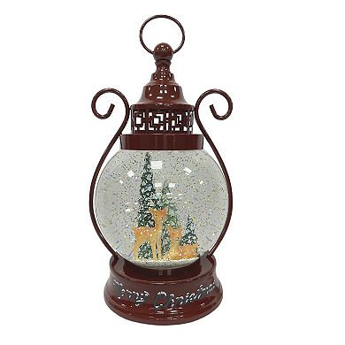 St. Nicholas Square Christmas Shimmer LED Lantern Snow Globe Table Decor