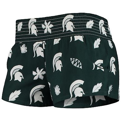 Women's Wes & Willy Green Michigan State Spartans Beach Shorts