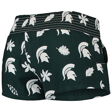Women's Wes & Willy Green Michigan State Spartans Beach Shorts