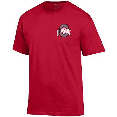 Men's Champion Scarlet Ohio State Buckeyes Team Stack 2-Hit T-Shirt