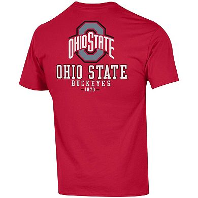 Men's Champion Scarlet Ohio State Buckeyes Team Stack 2-Hit T-Shirt